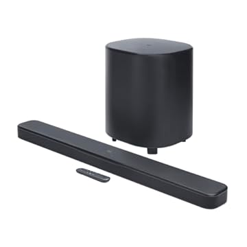 JBL Bar 500 MK2, barra de som Bluetooth de 5.1 canais para TV com subwoofer de 10 polegadas, som surround Dolby Atmos, HDMI eARC, Wi-Fi, vídeo 4K, PureVoice 2.0 e MultiBeam 3.0, preto