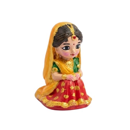 Image of Cute Little Radha Ji Idol for Home Decor - Small Radha Rani Statue for Car Dashboard, Office Desk & Mandir Puja, Miniature Blessing Radharani Figurine (Multicolor)