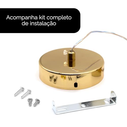 Luminária Pendente Disco Cristal Dourado 3 Cores Pd1106