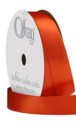 Image of Berwick Offray 686858 5 /8 inch Wide Single Face Satin Ribbon, Poppy Red, 6 Yds