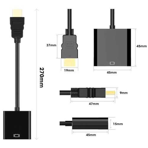 Image of Sounce HDMI to VGA Gold Plated High-Speed 1080P Active HDTV HDMI to VGA Adapter Converter Male to Female with Audio and Micro USB Charging Cable, (Gold Black)