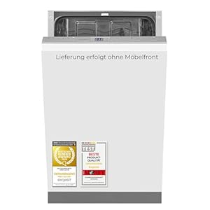 Exquisit 45cm Geschirrspüler Silber, 9 Maßgedecke