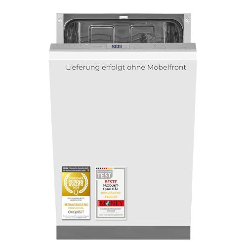Exquisit Geschirrspüler, 9 Maßgedecke, 6 Programme, kompakt, freistehend, 45 cm, silber, Startzeitverzögerung, Intensiv- & ECO-Modus, EGSP52109-E-030E