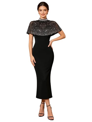 Robe longue ajustée aux rhinestones robe invités mariage soirée élégante inhzoy