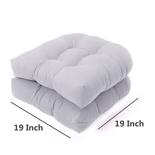 Rocking Chair Cushion 2 Pack Set 19 X 19 Inch U Shape Patio Seat Cushions Non-Slip Seat/Back Chair Cushion Soft Thickened Indoor/Outdoor Overstuffed Patio Chaise Lounger Cushion (Light Gray) #TOP4