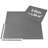 ALPIDEX 8er Set Bodenschutz Matte 1cm Dicke 60x60 cm Trainingsmatten 2,88 m² Unterlegmatte Fitness Puzzle Sport Mat Heimtraining Boden Training Platten Gymmatte Turnmatte Fitnessraum, Farbe:Grey