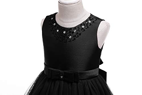Glamulice Pageant Flower Girls Ruffles Vintage Embroidered Sequins Lace Wedding Dress Party Bridesmaid Gown Formal Tulle Birthday Christmas Dresses Funeral Holiday Evening Prom Princess Gown 5 6 Black #TOP4