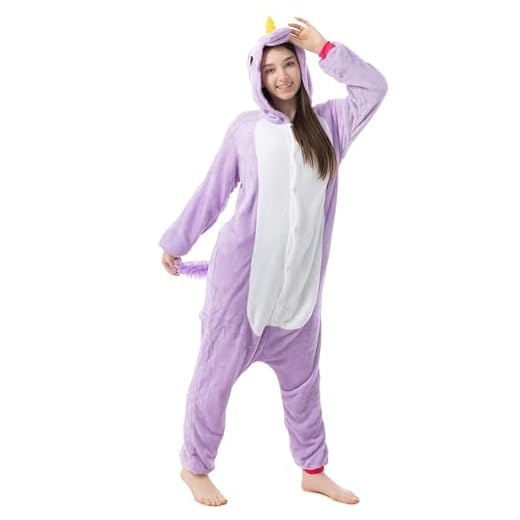 Katara 1744 Enhörning Onesie kostym, saga, fest, karnevalskostym fantasi i lila, maskeraddräkt, sovdräkt, pyjamas, hemmadräkt, joggingdräkt, cosplay, djurkostym