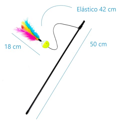Varinha para gatos Brinquedo Interativo Vara pra Gato Sisal Colorida Penas Plumas Varios Modelos (Pe