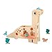 Janod Dino - Wooden Dinosaur Garage - Includes 4 Dino Cars, Elevator, and 2 Accessories - Ages 2-6 Years - J05835
