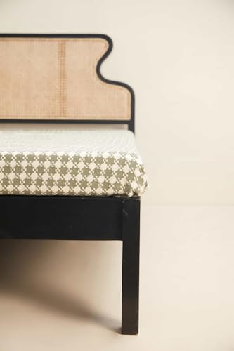 Image of Patio Rattan Solid Mango Wood Queen Size Bed - Without Storage Cot - Black Matt Finish - Mattress Size: 60 x 78 Inches - Palang for Bedroom or Hotel