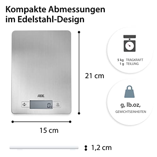 ADE Digitale Küchenwaage KE 874 Denise Präzise und flach