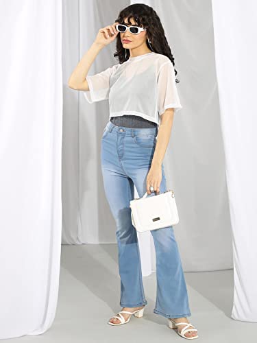 Image of KOTTY Flare Bottom Jeans for Women - Stylish Slim Fit with Bell Shape Leg