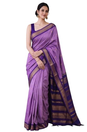 Image of South Cotton Gadwal Saree for Women | Celebrity Inspired Traditional Ethnic Wear | Chettinad & Kalyani Cotton Sarees | Soft Cotton Saree with Blouse Piece