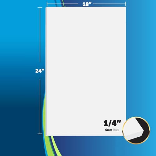 Image of Mega Format Expanded PVC Plastic Sheets - 18 inch X 24 inch White Rigid Sheet for Crafts, Signage, & Displays - Sintra, Celtec PVC Board - Waterproof for Outdoors Use - 1 /4 inch 6mm Thick - 1-Pack-White