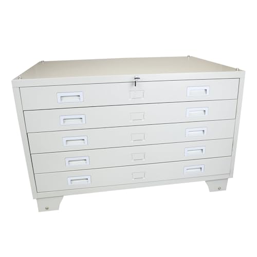 Architektenschrank Planschrank Zeichnungsschrank Grafikschrank Zeichenschrank Schubladenschrank Schubladen Schübe DIN A1 gebrochen weiß Metall