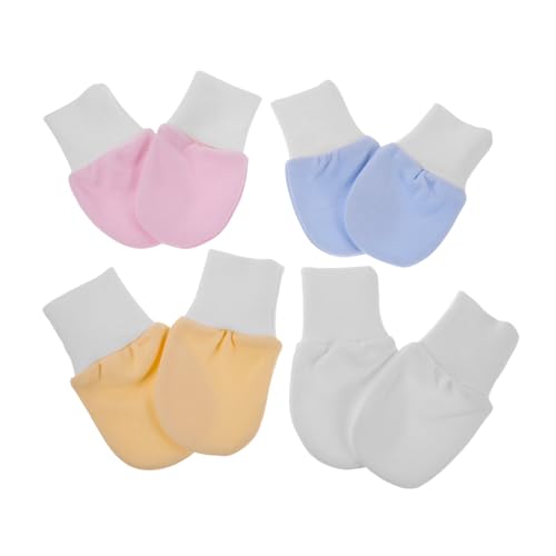 4pairs Newborn Mittens for Boys Girls Soft Cotton Scratchproof Mittens Sleep No Scratch Hand Covers for Boy Girl