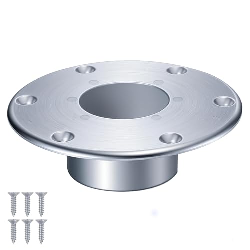 TonGass 131112 RV Pedestal Base Round Aluminum Trailer Boat Flush Table Base Round RV Camper Flush Mount Tables Leg Bases with 6 Mounting Screws Suitable for 013-1112 Table Bases - Silver