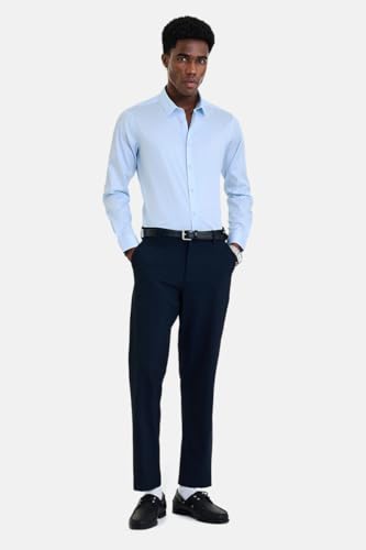 Image of SNITCH Men Formal Shirt | Modern Slim Fit Long Sleeve Spread Collar Solid Style | 100% Cotton Breathable Fabric for Office, Weddings & Festive Occasions Wear