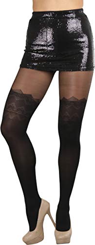 Image of ToBeInStyle Women's Faux Thigh High Opaque Print Nylon Tights