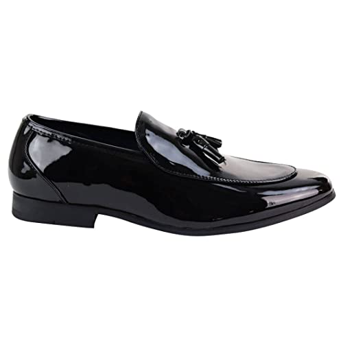 Mocasines brillantes con borla para hombre, zapatos casuales retro en color negro 41 EU