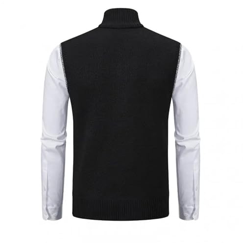 Men's Knitted Vest Stand Collar Solid Color Sleeveless Sweater Zipper Vest Cardigan Vest3