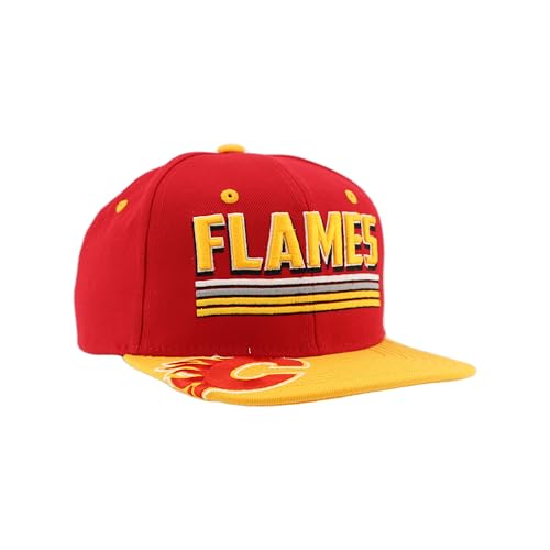 Calgary Flames NHL Officially Licensed Youth Adjustable Snapback Hat Flat Bill Z11 Pitch