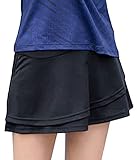 [Ressh.N] スコート テニススカート レディース インナー付 快適 無地 ストレッチ ポケット付 スポーツウエア (JP, アルファベット, L, ブラック)