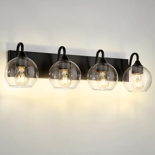 Emak Modern 29 Inch Black Vanity Lights, 4-Light Bathroom Vanity