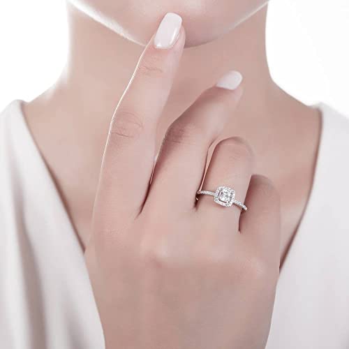 Berricle Sterling Silver Halo Wedding Engagement Rings Cushion Cut Cubic Zirconia Cz Ring Set For Women, Rhodium Plated Size 7 #TOP7