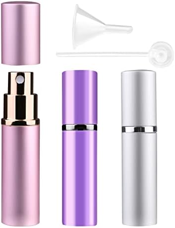 Zingso podróżne butelki z rozpylaczem do perfum, 3 szt., 6 ml, minibutelki z rozpylaczem, do wielokrotnego napełniania, perfumy po goleniu, puste butelki podróżne z lejkiem, 10ml