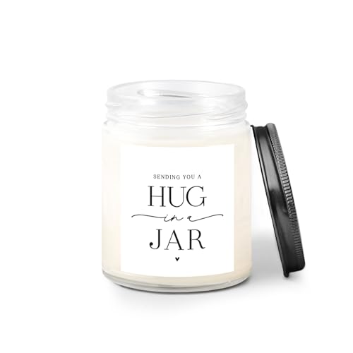 Image of ThreeKin Warm Hug in a Jar Scented Candles for Home, Relaxing Aromatherapy Gifts for Women with Lavender Essential Oils, Natural Soy Wax Blend, Long 65-Hour Burn, Friendship Gifts, 9 Oz