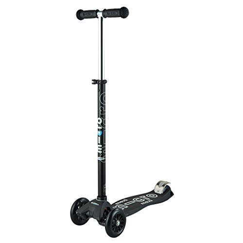 MICRO Maxi Micro Deluxe Schwarz/Grey MMD069 - Kick-Scooter - Schulweg & Freizeit - Antirutschbelag, Eloxierter Lenker, Zusammenklappbar