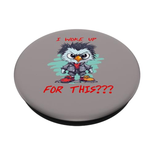 I woke up for this angry chicken, crabby bird PopSockets Swappable PopGrip, Black - Image 2