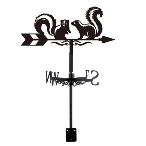 SUPERDANT Veleta de viento en forma de rompecabezas para techo Veletas De Jardín con forma de animal Veleta de Medallas Mephitis para cobertizos Indicador de dirección del viento negro para patio