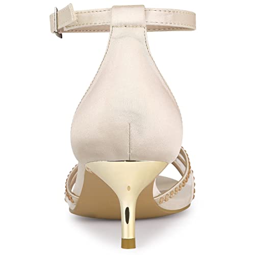 Allegra K Allegra K Women's Rhinestone Mesh Kitten Nude Heels Sandals 9 M US