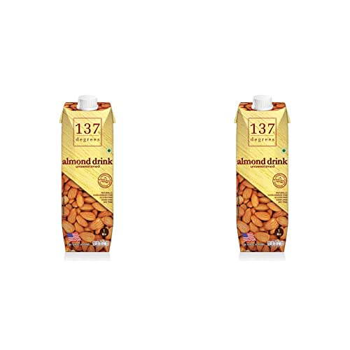 Image of 137 Degrees Almond Drink Unsweetened | Lactose Free | Gluten Free | No Preservatives | Zero Cholesterol | Dairy Free| Source of Calcium & Vitamins - Pack of 2 (1L)