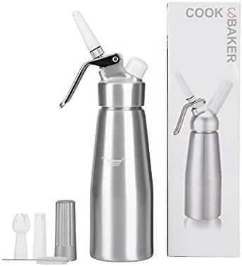 Premium Aluminium Whipped Cream Dispenser, 3 Decorating Nozzles and Cleaning Brush, Entemah 500ml Whipped Cream Charger Use 8 Gram N2O Cream Chargers (Not Included) Cream foamer UK