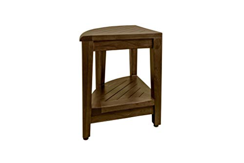 Decoteak Corner Shower Bench Teak Wood Corner Shower Stool With Shelf Extended Height Snazzycorner Shower Foot Stool For Indoors And Outdoors - 23 Inches Tall #TOP3
