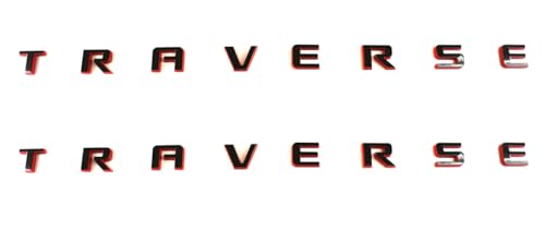 Image of 2Pcs Door Emblem 3D Letters Badge Nameplate Sticker Decals Replacement for 2018+ Traverse (Redline), EI-SilveCutom#2