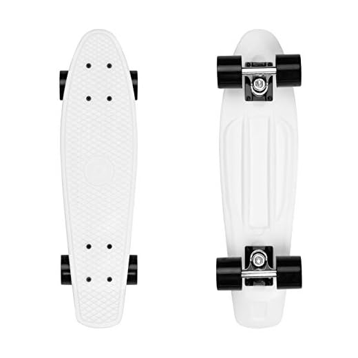 Retrospec Quip Mini Cruiser Skateboard 22.5" and 27" Classic Retro Plastic Cruiser Complete Skateboard with ABEC 7 Bearings and PU Wheels Compact Board with Grippy, Molded Waffle Deck