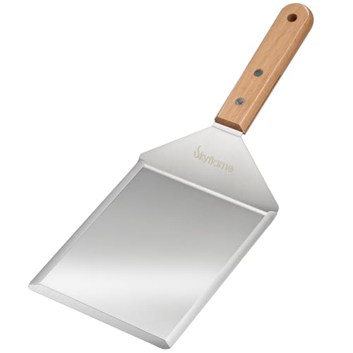 Skyflame Smash Burger spatula, 6 x 5 in Extra Wide Spatula Scraper with Beveled Edge, Stainless Steel Grill Spatula for Pancake Flipper and Flat Top Griddle