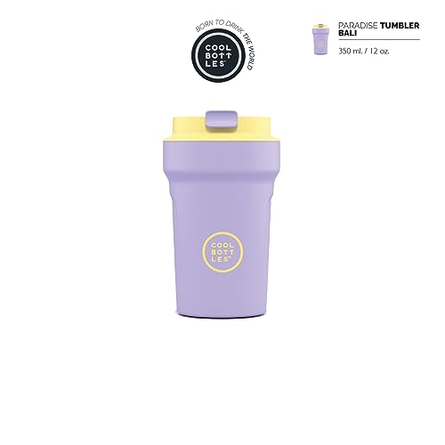 Miniatura 7 de Cool Bottles - Paradise Tumbler - Vaso Térmico De Acero Inoxidable - 350 Ml - Bali - Malva Y Amarillo - Tapa Hermética - Bebidas Frías 10 Horas Y Calientes 5 Horas - Acabado Antimanchas