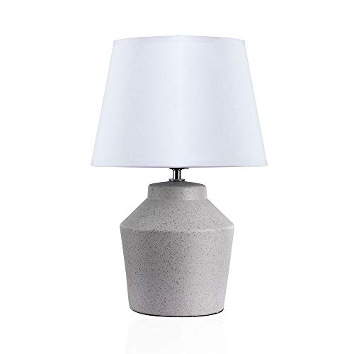 Pauleen 480.17 48017 Glowing Pearl Max. 20W Luminaire à Poser E27 Lampe de Chevet Gris Clair Blanc 230V Céramique/Tissu sans Ampoule
