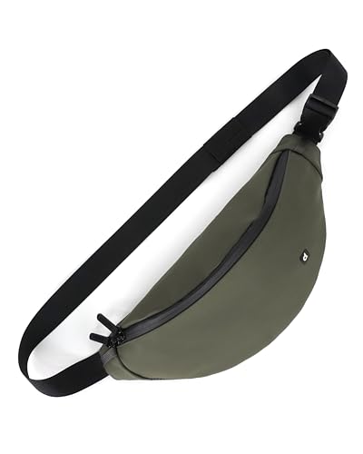Image of Destinio Waist Bag for Man Woman - Anti Theft, Waterproof Zippers and Back Pocket - Large Travel Waist Pouch, Fanny Pack, Belt & Hip Bag for Hiking, Passport, Gym (Olive Green)