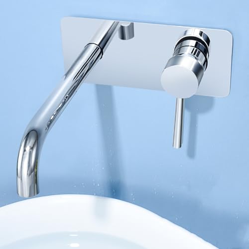 Robinet de lavabo encastré en or mitigeur mural de salle de bain chic