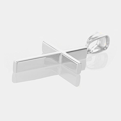 Jewelry America High Polished 14K White Gold Plain Slender Cross Pendant with Chain Necklace3