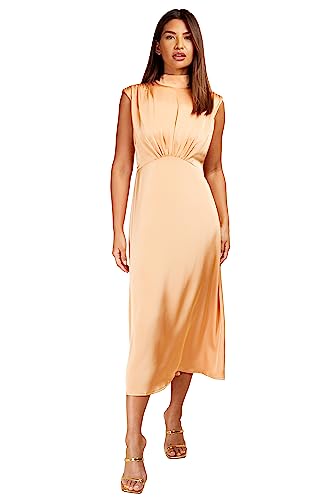 Robe midaxi orange satinée Little Mistress pour grandes occasions femme