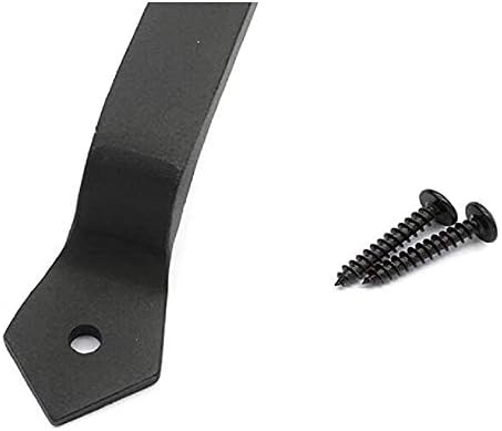 KAFENDA Black Cast Iron Door Pull Handle - Retro Solid Heavy Duty Sliding Gate Garage Shed Handles Hardware, Overall Length 11inches(1pack)