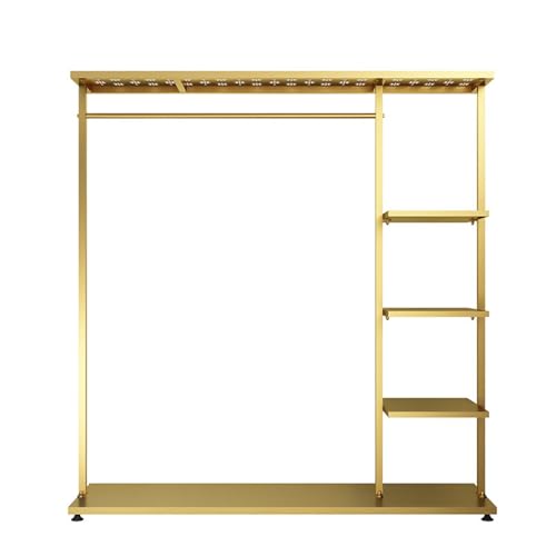Porte-vêtements robuste en or au design minimaliste chic pour dressing